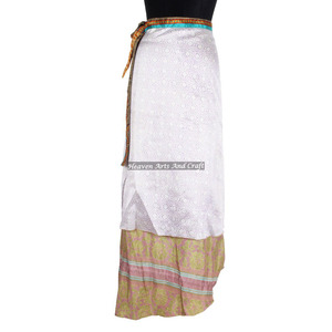 Designer Double Layer Reversible <b>Sarong</b> Sari Magic <b>Wrap</b> Skirt Skirts Vintage Silk Magic 38" <b>Sarong</b> Pareo <b>Wrap</b> Skirt Tube Cover - Product Image 3
