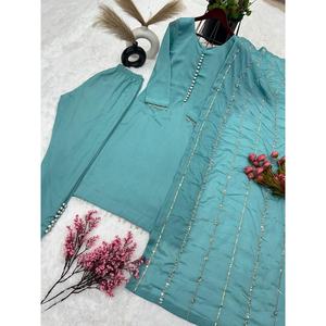 เสื้อชิ้นบนประดับมุกลายชีนรอนพร้อมท้องฟ้า dupatta - Product Image 2