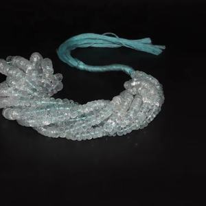 AAA Blue Aquamarine Faceted Rondelle Beads 4-7mm Size Range Natural Gemstone - Product Image 1