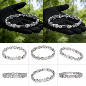 Bracelet tennis de luxe personnalisé en argent 925 et moissanite, bijoux de déclaration en grappe, fabricant OEM ODM, plaqué or/argent, vente en gros - Product Image 6