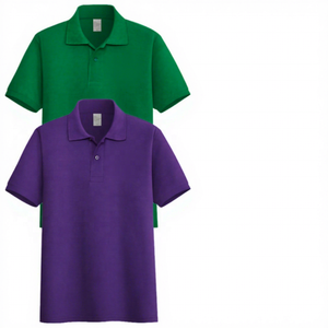 Polo en coton pour homme, manches courtes, couleur unie, respirant, design décontracté, imprimé sur le devant, coupe classique - Product Image 2