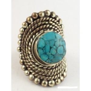 White Metal Tibetan Turquoise Silver Plated Bohemian Eternity Band Unisex Gift <b>Rings</b> - Product Image 5