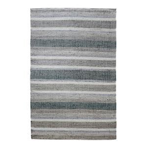 Tapis d'intérieur rectangulaire moderne à rayures en polyester tissé plat avec envers antidérapant en latex pour salon - Product Image 1