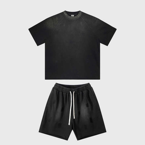 Men's Premium Custom made Logo Casual Breathable 100% Cotton High Quality Two-Piece Summer t-shirt and shorts <b>Set</b> for men's - Product Image 3