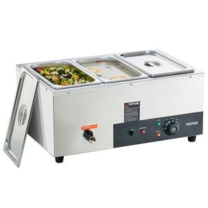 Scaldabagno commerciale 3 padelle 8QT elettrico da tavolo a vapore 1500W professionale in acciaio inossidabile Buffet baginella 86-185 °F controllo Temp - Product Image 1