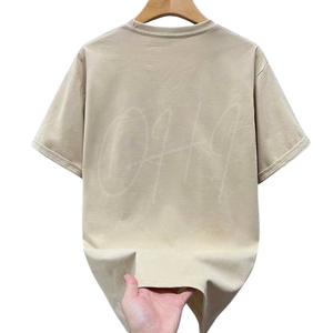 เสื้อยืดคอกลมผู้ชาย พรีเมียม ผ้าฝ้าย 100% ทรงหลวม ระบายอากาศได้ดี แห้งเร็ว เป็นมิตรกับสิ่งแวดล้อม สีทราย เรียบง่าย สไตล์มินิมอล แขนสั้น - Product Image 1