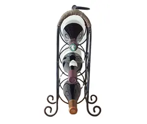 Vintage Wine Rack Tabletop Metal Small Space Wine 3 Bottle Holder Customized With Black Metal Wire Fancy Design Bear Bottle Rack