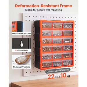 <b>Plastic</b> Storage <b>Drawers</b> Cabinet 18 <b>Drawer</b> <b>Stackable</b> Organizer for Garage Wall Mount Small Parts Storage - Product Image 4