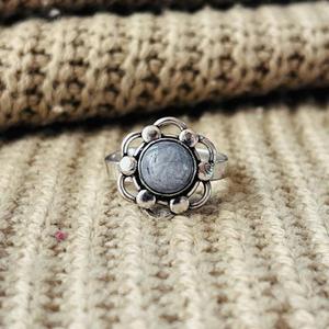 Boho Floral Moonstone Brass <b>Ring</b> Silver Plated <b>Statement</b> Gemstone Womens <b>Ring</b> For Wholesale - Product Image 1