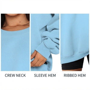 Sudadera extragrande de longitud regular para mujer, diseño clásico, informal, de algodón mezclado, de alto rendimiento, estilo urbano, lo último en moda. - Product Image 3