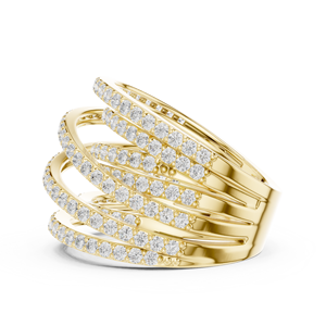 Bague d'éternité en or jaune multi-rangs sertie de diamants, alliance de mariage entrelacée pour femme - Product Image 4