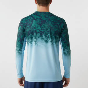 Chemise de sport à manches longues pour homme, entièrement sublimée, col rond, pour la pêche - Product Image 3