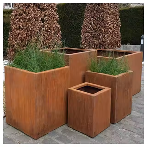 Retro Style Corten Steel Cube <b>Planter</b> <b>Large</b> <b>Square</b> Outdoor Flower Pot Durable Metal Garden <b>Planter</b> for Home & Mall - Product Image 5