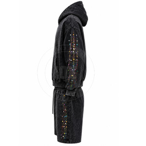 Fashion Windbreaker <b>Shorts</b> <b>Set</b> Breathable Hooded Jacket Matching <b>Shorts</b> Lightweight Windbreaker <b>Shorts</b> <b>Set</b> - Product Image 2