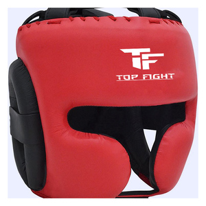 หมวกป้องกันศีรษะสำหรับชกมวย Top Fight สีแดง ทำจาก PU แบบผูกเชือก สำหรับผู้ใหญ่ ฝึกซ้อมศิลปะการต่อสู้ - Product Image 1