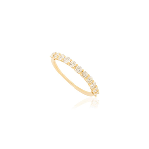 Fine Luxury Women Round Brilliant Cut Diamond <b>Stacking</b> Half Eternity Band <b>Ring</b> For Unisex Sparkle Jewelry 14K Pure Yellow Gold - Product Image 3