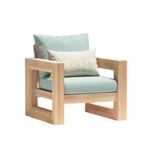 One Seat Outdoor Garden <b>Sofa</b> Chair Wooden Patio Lounge <b>Sofa</b> Seat Chairs Cushioned Garden <b>Sofa</b> for Home Hotel Furniture - Product Image 1