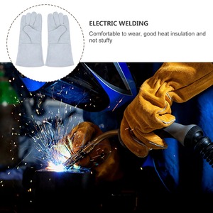 1Pair Heat Resistant Cowhide <b>Gloves</b> High Durability Breathable Welding <b>Gloves</b> for Outdoor Camping Cold Weather - Product Image 3