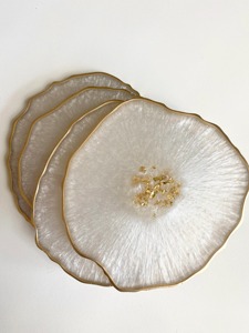 Customized Handmade White Swearl Resin Round Tea <b>Coaster</b> For <b>table</b> Home Decor Hotel Restaurant Use by HWC - Product Image 5