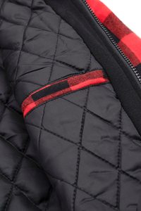 Men's Thick Sherpa Lined Canvas Checkered <b>Flannel</b> Hoodie Shirt <b>Jacket</b> with Hand Pockets Stand Collar Streetwear Patchwork Design - Product Image 3
