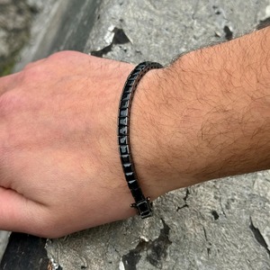 Bracelet tennis en moissanite noire, bracelet carré en moissanite noire, argent sterling 925, diamant personnalisé - Product Image 3