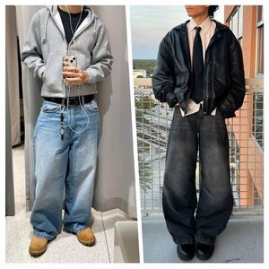 Jeans en denim baggy à jambe large pour hommes, délavés à l'acide, effet usé, vêtements de mode, solutions OEM personnalisées, streetwear, exportateur de vêtements de confiance - Product Image 3