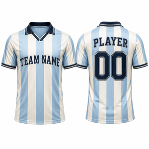 Camiseta de Fútbol Retro Personalizada a Rayas, 100% Poliéster, Unisex, Manga Corta, Cuello Transpirable, Uniforme de Fútbol para Nombre de Equipo, Envío Rápido - Product Image 1