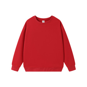 Sweat-shirt unisexe rouge à col rond, surdimensionné, en tricot uni, décontracté, pour l'automne - Product Image 1