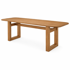 Mesa de Comedor Minimalista de Madera de Teca Sólida, Base con Marco de Portal, Forma Rectangular, Duradera y Ecológica para Uso en Hogar, Restaurante y Hotel - Product Image 2