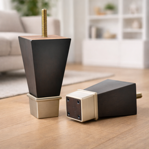 Patas Modernas de Madera para Muebles con Copa Metálica y Férula de Latón, Patas Cónicas de Madera para Sofá, Silla y Gabinete con Tornillo - Product Image 4
