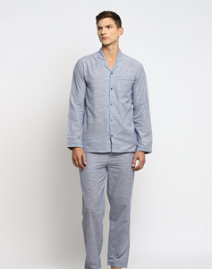 <b>Mens</b> Modal Pajama Set Silky Soft Long Sleeve Button Shirt <b>Pants</b> Comfortable Nightwear Home <b>Lounge</b> Suit Wholesale - Product Image 2
