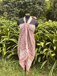 Pareo de algodón indio con estampado a mano, bufanda boho, pareo floral, cubierta de playa ligera, regalo para mujer, ropa regional. - Product Image 6