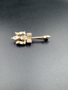 AMAIRA JEWELS Gold Plated Silver Arrow Peacock Design Brooch <b>Pins</b> Crystal Rhinestones Marquise Cut Claw Unisex Fashion Accessory - Product Image 1