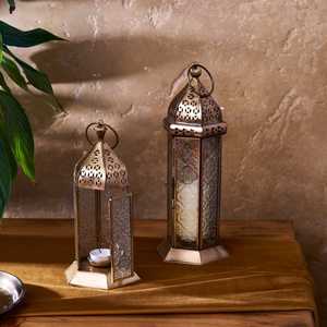 Lanterne porte-bougie en métal vintage, support décoratif creux pour bougie, pour la maison, les mariages, les fêtes, la table, la décoration de jardin - Product Image 1