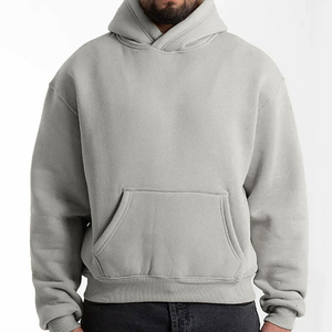 <b>Men's</b> Solid Color Hooded Sweatshirt Regular Fit Cotton French Terry Casual <b>Pullover</b> with Front Pocket Autumn Wear - Product Image 1