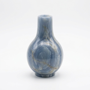 Vase à fleurs classique en onyx bleu naturel, écologique, fait main, à col court, plusieurs couleurs, Noël, Halloween - Product Image 1