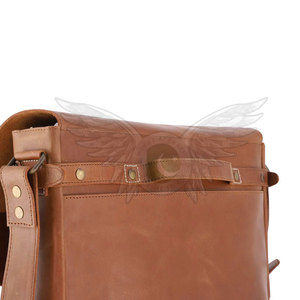 Sac à ordinateur portable décontracté en cuir véritable avec plusieurs poches pour fournitures de bureau, design durable à porter à l'épaule - Product Image 6