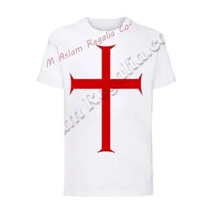 Camiseta de malha vermelha branca do templo | 100% algodão t camisetas