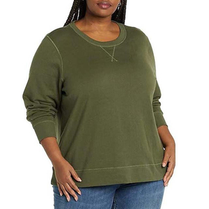 Sweat-shirts pour femmes 100% coton, légers, col rond, streetwear, logo personnalisé sur le devant, épaules tombantes, service OEM, vente chaude - Product Image 3