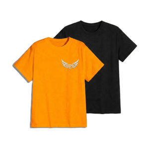 Men's Cotton Short Sleeve <b>T</b>-<b>Shirt</b> With Wing Logo O-Neck Casual Regular Fit White <b>Black</b> - Product Image 2