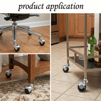 Roulette à billes de 1,5 pouce avec tige filetée de 1/2 pouce, roue pivotante en plastique chromée pour chaise, chariot et porte-chaussures robustes