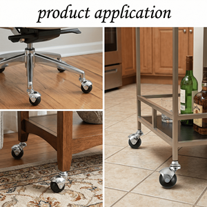 Roulette à billes de 1,5 pouce avec tige filetée de 1/2 pouce, roue pivotante en plastique chromée pour chaise, chariot et porte-chaussures robustes - Product Image 3