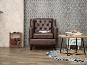 Sillón Inflable Ajustable de Cuero Marrón de Alta Calidad con Botones Decorativos para Sala de Estar - Product Image 1