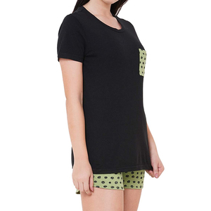 Conjunto de Verano para Mujer con Camiseta de Cuello Redondo y Manga Corta con Pantalones Cortos Cómodos de Cintura Elástica, Transpirable e Informal - Product Image 2