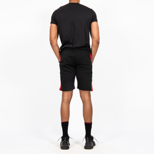 Men's Black <b>Red</b> Color Blocking T-<b>Shirt</b> And Shorts Set Crew Neck Knitted Sporty Summer Wear Breathable - Product Image 3