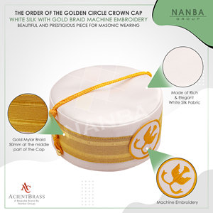 Tapa Dorada con Diseño de Corona |   Gorra con Corona Bordada a Mano con Hilos de Oro |   Gorra Masónica Blanca |   Gorra Ceremonial Masónica |   Personalizado - Product Image 6