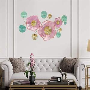 Escultura Metálica de Pared Daystar Trde con Diseño Floral en Rosa Dorado y Verde Azulado, Decoración Contemporánea para el Hogar, Arte para Sala de Estar - Product Image 2