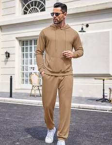 Conjunto deportivo de hombre, sudadera con capucha, forro polar, ropa deportiva cálida para gimnasio, correr, entrenamiento, conjunto deportivo informal, tela suave, ropa deportiva de invierno. - Product Image 3