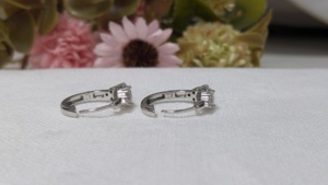 Wholesale 1.80 CTW Brilliant Cut Sparkling Moissanite Halo <b>Huggie</b> Hoop Earrings <b>Solid</b> 14K White <b>Gold</b> for Women-Party Occasion - Product Image 2