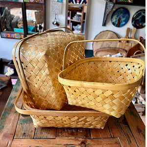 Beautiful Flared Handwoven <b>Bamboo</b> Fruit Display <b>Basket</b> Featuring Elegant Looped Rim Tall Handle Eco-Friendly Luxury Hanging - Product Image 4